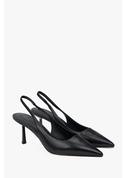 Estro: Czarne czółenka damskie typu slingback na wysokim obcasie ze sklepu Estro w kategorii Czółenka - zdjęcie 184535765