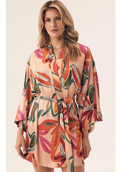 Esotiq satynowy szlafrok damski Rascal 43260-32X, Kolor pomarańczowy-wzór, Rozmiar L/XL, Esotiq ze sklepu Intymna w kategorii Szlafroki damskie - zdjęcie 184538289