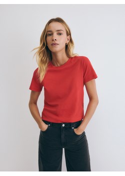Reserved - Bawełniany t-shirt - czerwony ze sklepu Reserved w kategorii Bluzki damskie - zdjęcie 184540149