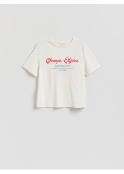Reserved - T-shirt z nadrukiem - biały ze sklepu Reserved w kategorii Bluzki damskie - zdjęcie 184540308