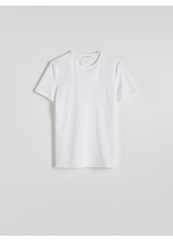 Reserved - Bawełniany t-shirt slim fit - biały ze sklepu Reserved w kategorii T-shirty męskie - zdjęcie 184540477