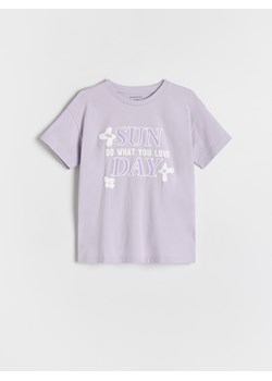 Reserved - T-shirt z nadrukiem - lawendowy ze sklepu Reserved w kategorii Bluzki dziewczęce - zdjęcie 184542108