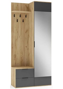 Garderoba nowoczesna dąb złoty + antracyt K6-F95 ze sklepu Edinos.pl w kategorii Zestawy mebli do przedpokoju - zdjęcie 184548078