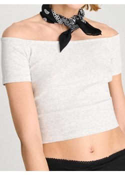 Sinsay - Crop top z krótkim rękawem - szary ze sklepu Sinsay w kategorii Bluzki damskie - zdjęcie 184548387