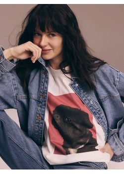 Reserved - T-shirt oversize z nadrukiem - biały ze sklepu Reserved w kategorii Bluzki damskie - zdjęcie 184549617