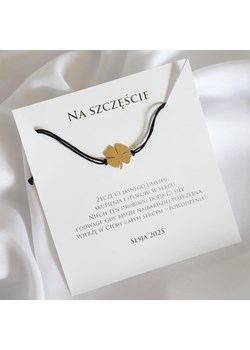Prezent na Sesje bransoletka z dedykacją na szczęście z koniczynką ze sklepu otien.com w kategorii Bransoletki - zdjęcie 184550489