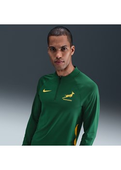 Męska koszulka treningowa z zamkiem 1/4 Nike Rugby Springboks - Zieleń ze sklepu Nike poland w kategorii T-shirty męskie - zdjęcie 184551189
