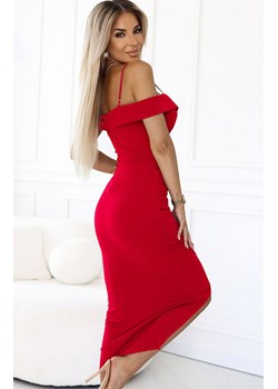 Sukienka midi z marszczeniem Callie 564-10, Kolor czerwony, Rozmiar one size, NUMOCO BASIC ze sklepu Primodo w kategorii Sukienki - zdjęcie 184552149