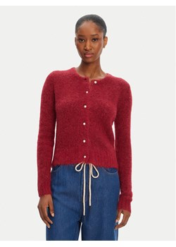 Munthe Kardigan Povilla 252160025272 Bordowy Regular Fit ze sklepu MODIVO w kategorii Swetry damskie - zdjęcie 184553476