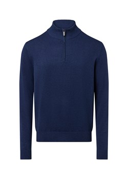 Nils Sundström Męski sweter Mężczyźni Bawełna indygo marmurkowy ze sklepu vangraaf w kategorii Swetry męskie - zdjęcie 184555759