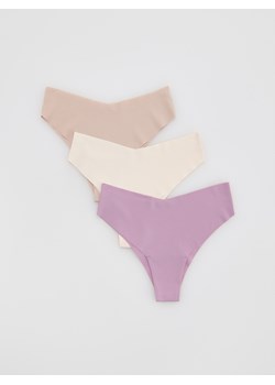 Reserved - Bezszwowe majtki typu bikini 3 pack - kremowy ze sklepu Reserved w kategorii Majtki damskie - zdjęcie 184555888