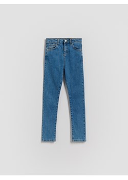 Reserved - Jeansy slim fit z guzikiem w serce - niebieski ze sklepu Reserved w kategorii Spodnie dziewczęce - zdjęcie 184559946