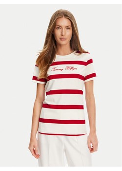 Tommy Hilfiger T-Shirt Script WW0WW45746 Czerwony Regular Fit ze sklepu MODIVO w kategorii Bluzki damskie - zdjęcie 184562227