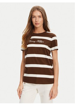 Tommy Hilfiger T-Shirt Script WW0WW45746 Brązowy Regular Fit ze sklepu MODIVO w kategorii Bluzki damskie - zdjęcie 184562246