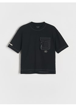 Reserved - T-shirt oversize z kieszonką - czarny ze sklepu Reserved w kategorii T-shirty chłopięce - zdjęcie 184563135