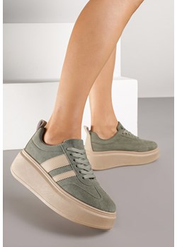 Zielone Sneakersy Klasyczne Tenisówki na Grubej Podeszwie z Koturnem Adessia ze sklepu renee.pl w kategorii Buty sportowe damskie - zdjęcie 184563386