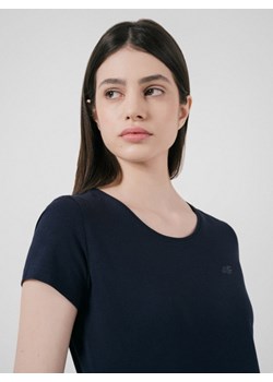 Damski t-shirt basic 4F NOSD4-TSD300 - granatowy ze sklepu Sportstylestory.com w kategorii Bluzki damskie - zdjęcie 184564138