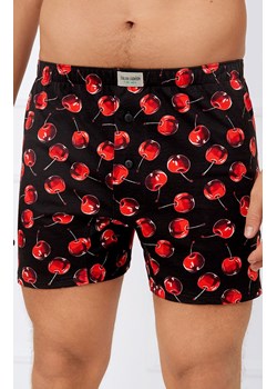 Luźne bokserki męskie bawełniane Cherry, Kolor czarno-czerwony, Rozmiar M, Italian Fashion ze sklepu Intymna w kategorii Majtki męskie - zdjęcie 184569955