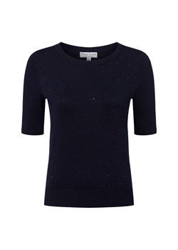 Marie Lund Damski sweter z krótkim rękawem Kobiety drobna dzianina granatowy jednolity ze sklepu vangraaf w kategorii Bluzki damskie - zdjęcie 184572206