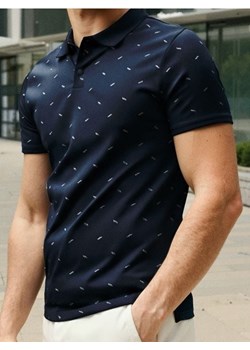 Sinsay - Koszulka polo z nadrukiem all over - granatowy ze sklepu Sinsay w kategorii T-shirty męskie - zdjęcie 184574778