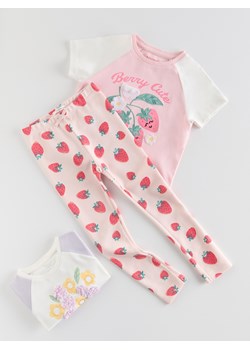 Reserved - Bawełniane legginsy we wzory - pastelowy róż ze sklepu Reserved w kategorii Spodnie dziewczęce - zdjęcie 184576235