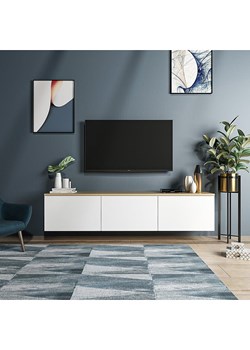 Scandinavia Concept Szafka RTV &quot;Neon&quot; w kolorze biało-brązowym - 160 x 35 x 32 cm ze sklepu Limango Polska w kategorii Szafki RTV - zdjęcie 184577625
