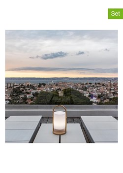 lumisky Lampy zewnętrzne LED (2 szt.) w kolorze brązowo-białym - wys. 37 x Ø 19 cm ze sklepu Limango Polska w kategorii Oświetlenie ogrodowe - zdjęcie 184577677