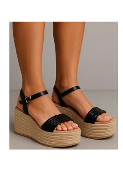 Sandały damskie na koturnie i platformie Czarne espadryle /G9-3 17904 G187/ ze sklepu Pantofelek24.pl w kategorii Espadryle damskie - zdjęcie 184578238