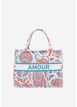 Pomarańczowa Geometryczna Torebka Shopper w Ornamentalny Wzór Alisetha ze sklepu born2be.pl w kategorii Torby Shopper bag - zdjęcie 184578296