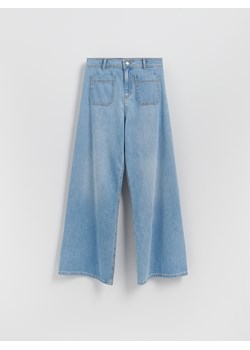 Reserved - Jeansy wide leg z naszywanymi kieszeniami - niebieski ze sklepu Reserved w kategorii Jeansy damskie - zdjęcie 184579656