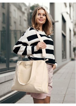 Sinsay - Duża torba na zamek z ozdobnym haftemi - kremowy ze sklepu Sinsay w kategorii Torby Shopper bag - zdjęcie 184581065