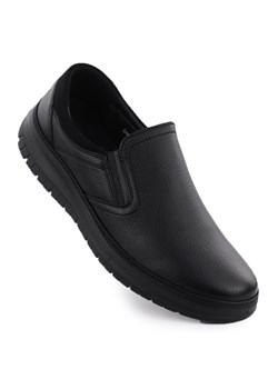 Półbuty męskie eleganckie wsuwane czarne Unisoft 7155 ze sklepu ButyModne.pl w kategorii Półbuty męskie - zdjęcie 184585159