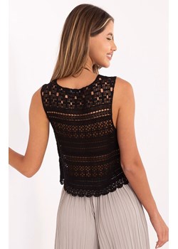 Czarny ażurowy top damski w stylu boho AT-BZ-2051C.33, Kolor czarny, Rozmiar S/M, FactoryPrice ze sklepu Intymna w kategorii Bluzki damskie - zdjęcie 184586609