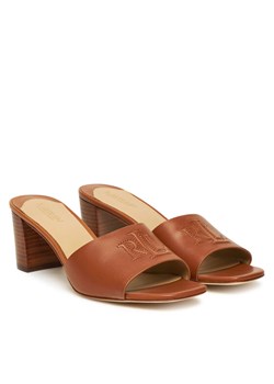 Klapki LAUREN RALPH LAUREN Everley Block-Heel 802974364002 Brązowy ze sklepu eobuwie.pl w kategorii Klapki damskie - zdjęcie 184587036