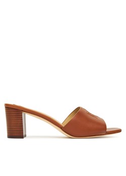 LAUREN RALPH LAUREN Klapki Everley Block-Heel 802974364002 Brązowy ze sklepu MODIVO w kategorii Klapki damskie - zdjęcie 184588427