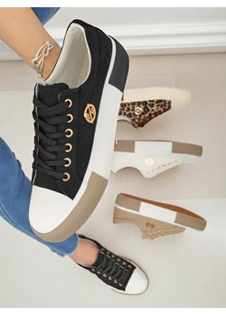 Czarne sneakersy damskie Aurelio Canvas ze sklepu royalfashion.pl w kategorii Trampki damskie - zdjęcie 184595038