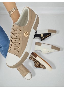 Beżowe sneakersy damskie Aurelio Canvas ze sklepu royalfashion.pl w kategorii Trampki damskie - zdjęcie 184595048