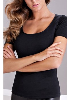 Czarny t-shirt damski GD010, Kolor czarny, Rozmiar S, Cotonella ze sklepu Intymna w kategorii Bluzki damskie - zdjęcie 184595539