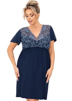 Damska koszula nocna granatowa plus size Melania, Kolor granatowy, Rozmiar 3XL, Donna ze sklepu Intymna w kategorii Koszule nocne - zdjęcie 184595549