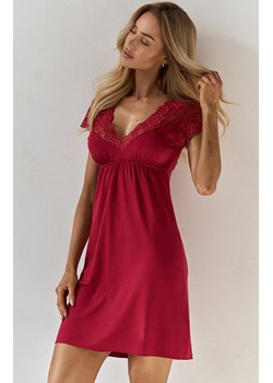 Koszulka nocna elegancka z koronką bordowa Ismena, Kolor bordowy, Rozmiar S, Donna ze sklepu Intymna w kategorii Koszule nocne - zdjęcie 184595747