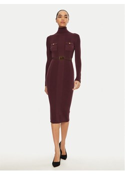 Elisabetta Franchi Sukienka dzianinowa AM-25B-46E3-V440 Bordowy Slim Fit ze sklepu MODIVO w kategorii Sukienki - zdjęcie 184596426