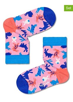 Happy Socks Skarpety (2 pary) &quot;Rabbits&quot; w kolorze jasnoróżowo-niebieskim ze sklepu Limango Polska w kategorii Skarpetki dziecięce - zdjęcie 184597207