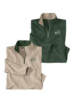 Zestaw 2 polo z suwakiem Outdoor ze sklepu Atlas For Men w kategorii Swetry męskie - zdjęcie 184597318