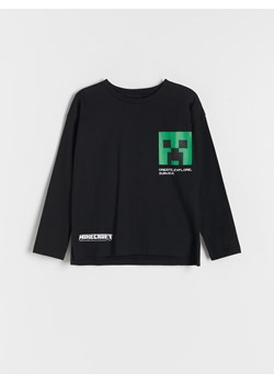 Reserved - Longsleeve oversize Minecraft - czarny ze sklepu Reserved w kategorii T-shirty chłopięce - zdjęcie 184597366