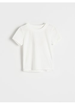 Reserved - Bawełniany t-shirt basic - złamana biel ze sklepu Reserved w kategorii Bluzki dziewczęce - zdjęcie 184597829
