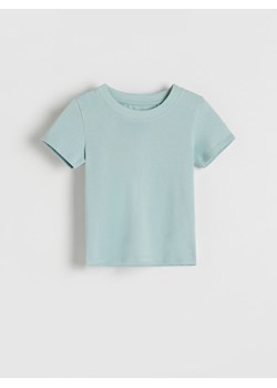 Reserved - Bawełniany t-shirt basic - jasnoturkusowy ze sklepu Reserved w kategorii Bluzki dziewczęce - zdjęcie 184597835