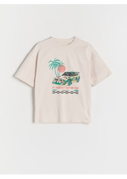 Reserved - T-shirt oversize - kremowy ze sklepu Reserved w kategorii T-shirty chłopięce - zdjęcie 184598266