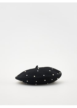 Reserved - Wełniany beret z perełkami - czarny ze sklepu Reserved w kategorii Czapki dziecięce - zdjęcie 184598838