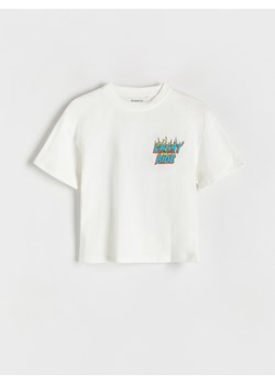 Reserved - T-shirt oversize z nadrukiem - złamana biel ze sklepu Reserved w kategorii T-shirty chłopięce - zdjęcie 184598857