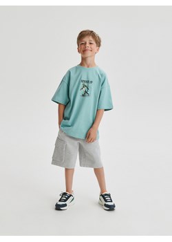 Reserved - T-shirt oversize z nadrukiem - miętowy ze sklepu Reserved w kategorii T-shirty chłopięce - zdjęcie 184598999